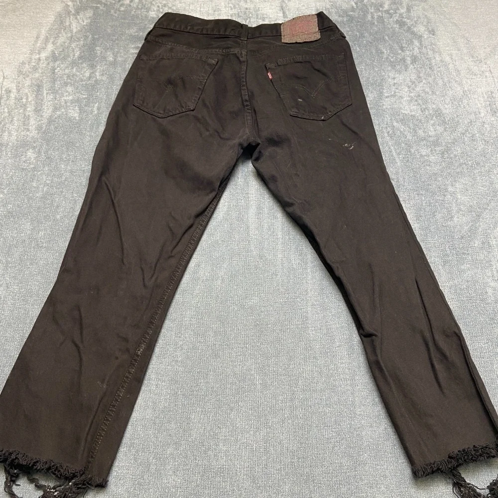 Levi's Jeans Mens 34x34 Black Denim Dark Wash Frayed Hem Streetwear Button Fly